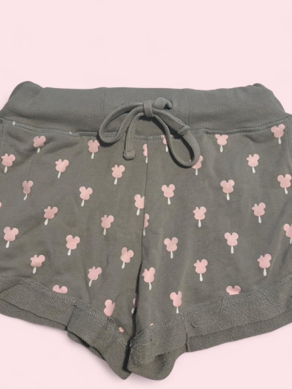 Walt Disney World Gray Lounge Shorts with Pink Mickey Ice Cream